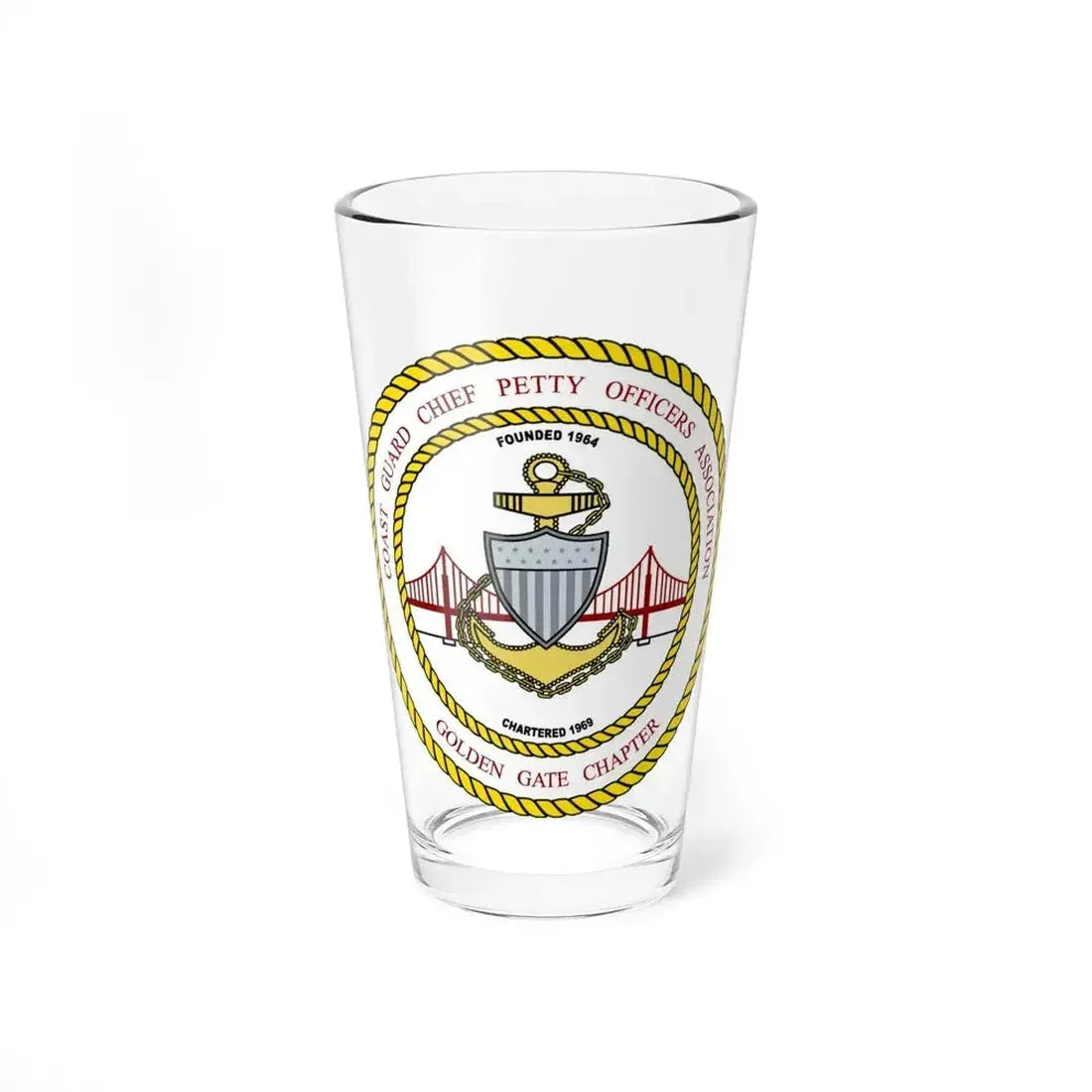 CG CPOA Golden Gate Chapter (U.S. Coast Guard) Pint Glass 16oz 16oz - Go Mug Yourself