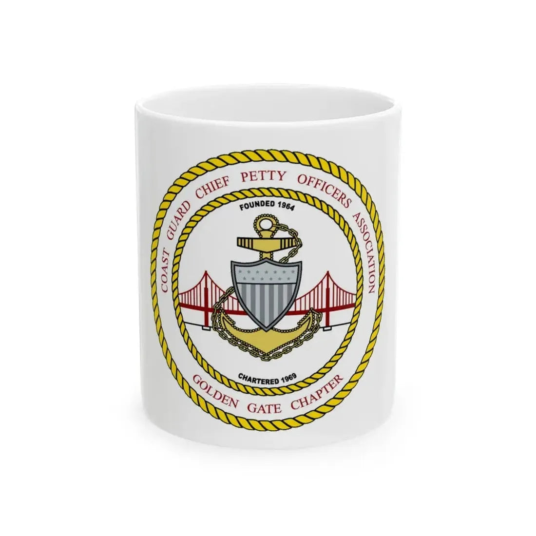 CG CPOA Golden Gate Chapter (U.S. Coast Guard) White Coffee Mug 11oz - Go Mug Yourself
