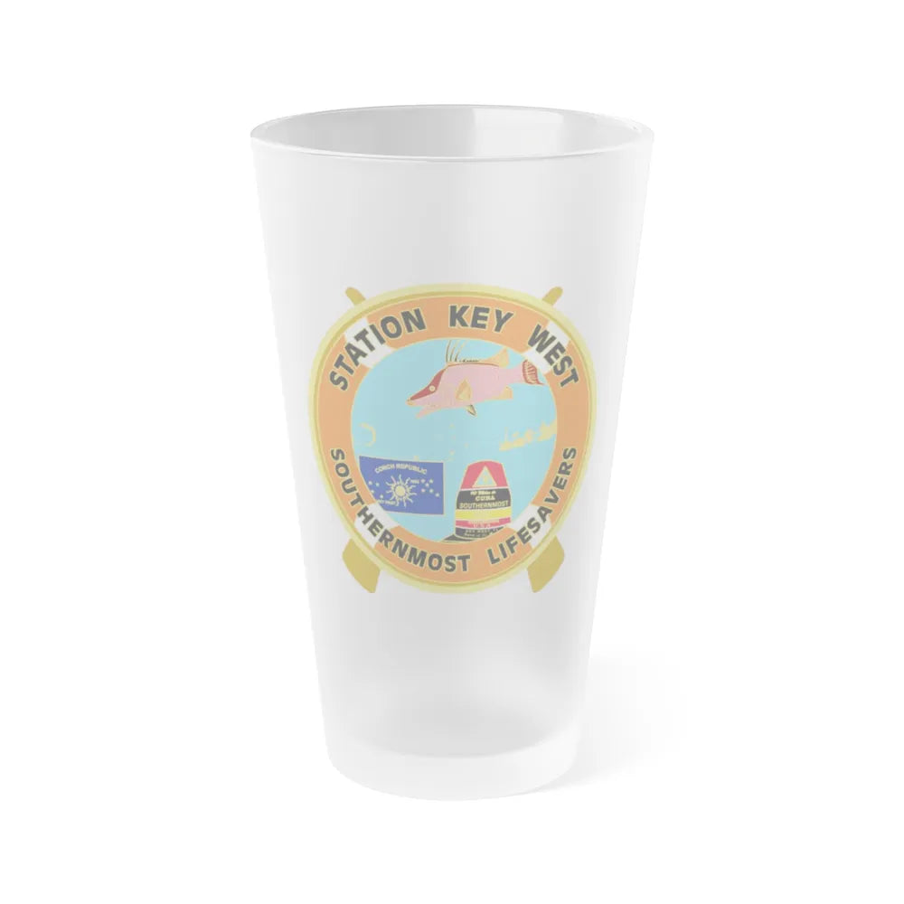 CG Station Key West (U.S. Coast Guard) Frosted Pint Glass 16oz-Go Mug Yourself