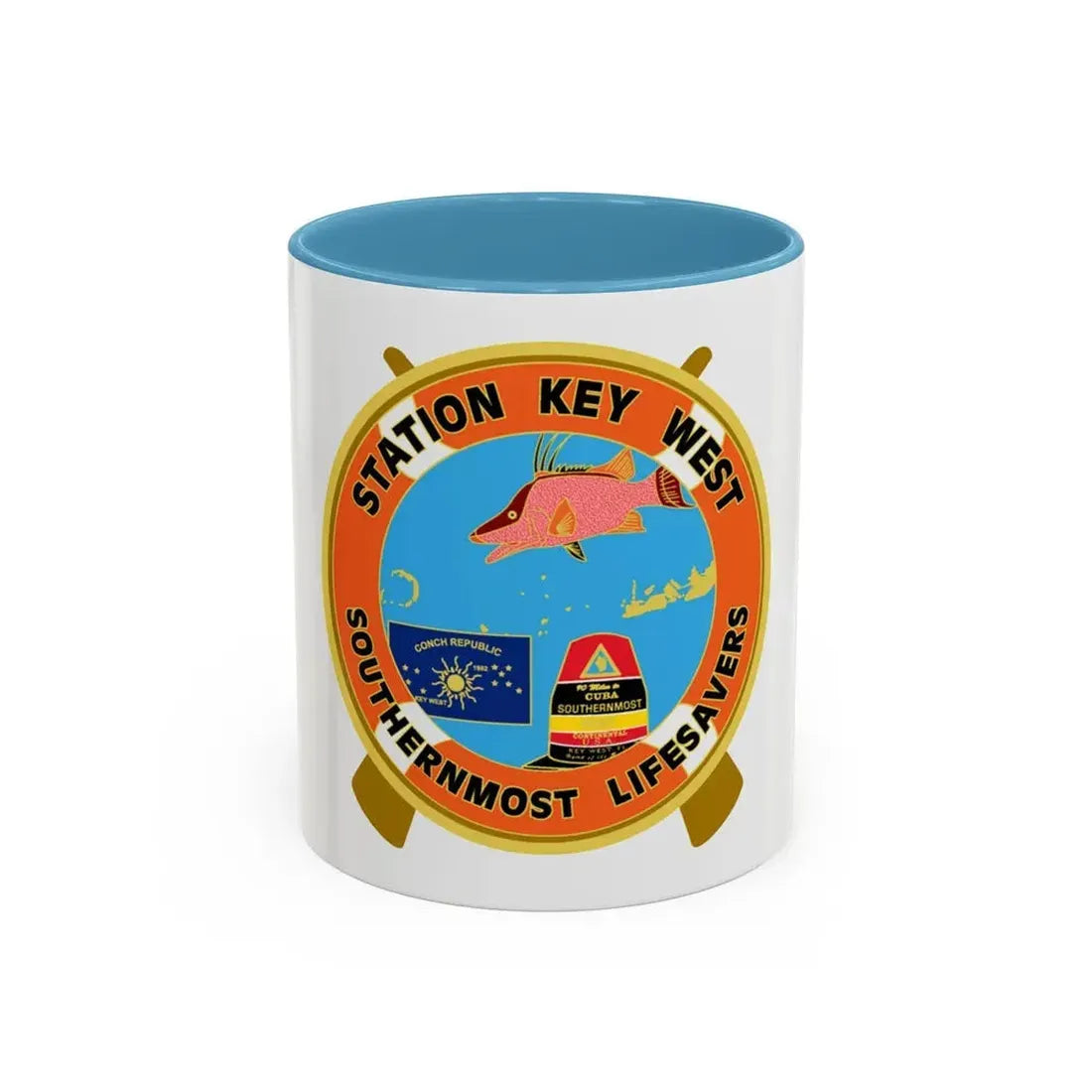 CG Station Key West (U.S. Coast Guard) Accent Coffee Mug 11oz Light Blue - Go Mug Yourself