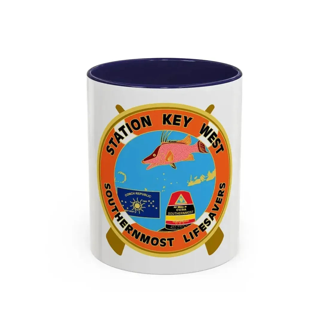 CG Station Key West (U.S. Coast Guard) Accent Coffee Mug 11oz Navy - Go Mug Yourself