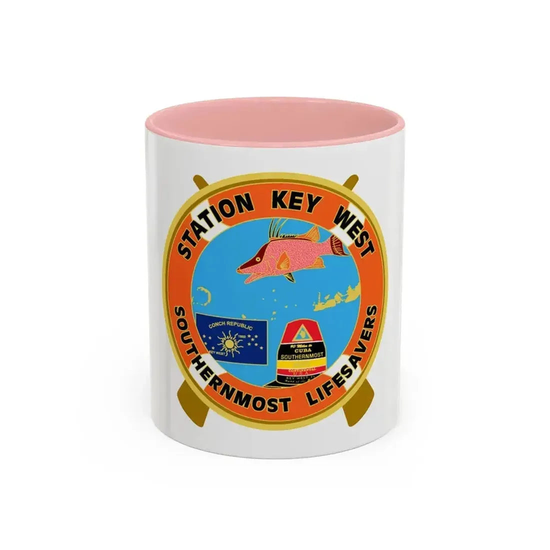 CG Station Key West (U.S. Coast Guard) Accent Coffee Mug 11oz Pink - Go Mug Yourself