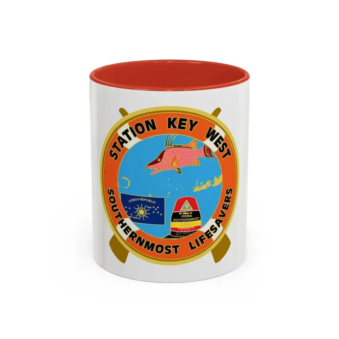 CG Station Key West (U.S. Coast Guard) Accent Coffee Mug 11oz Red - Go Mug Yourself
