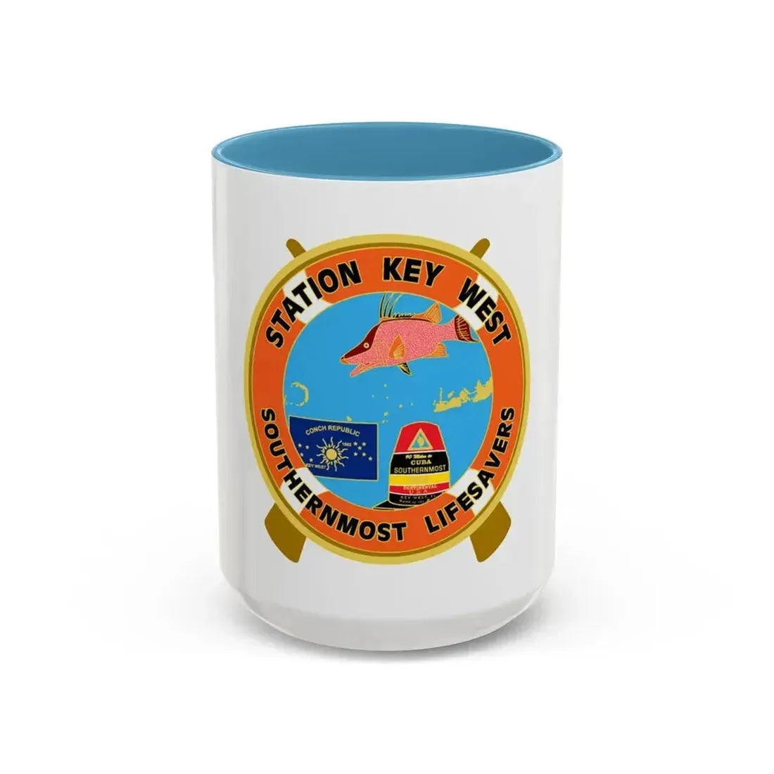 CG Station Key West (U.S. Coast Guard) Accent Coffee Mug 15oz Light Blue - Go Mug Yourself