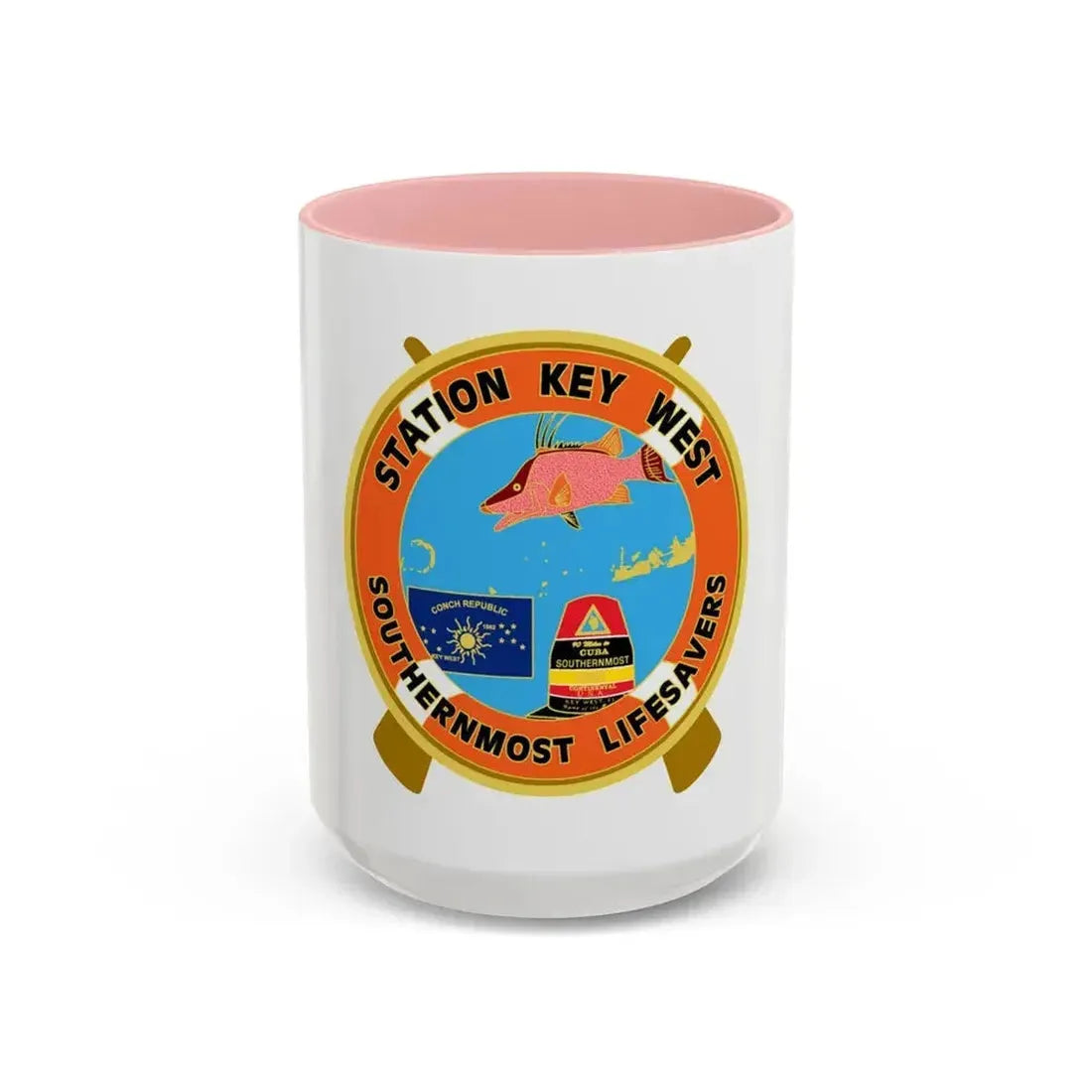CG Station Key West (U.S. Coast Guard) Accent Coffee Mug 15oz Pink - Go Mug Yourself
