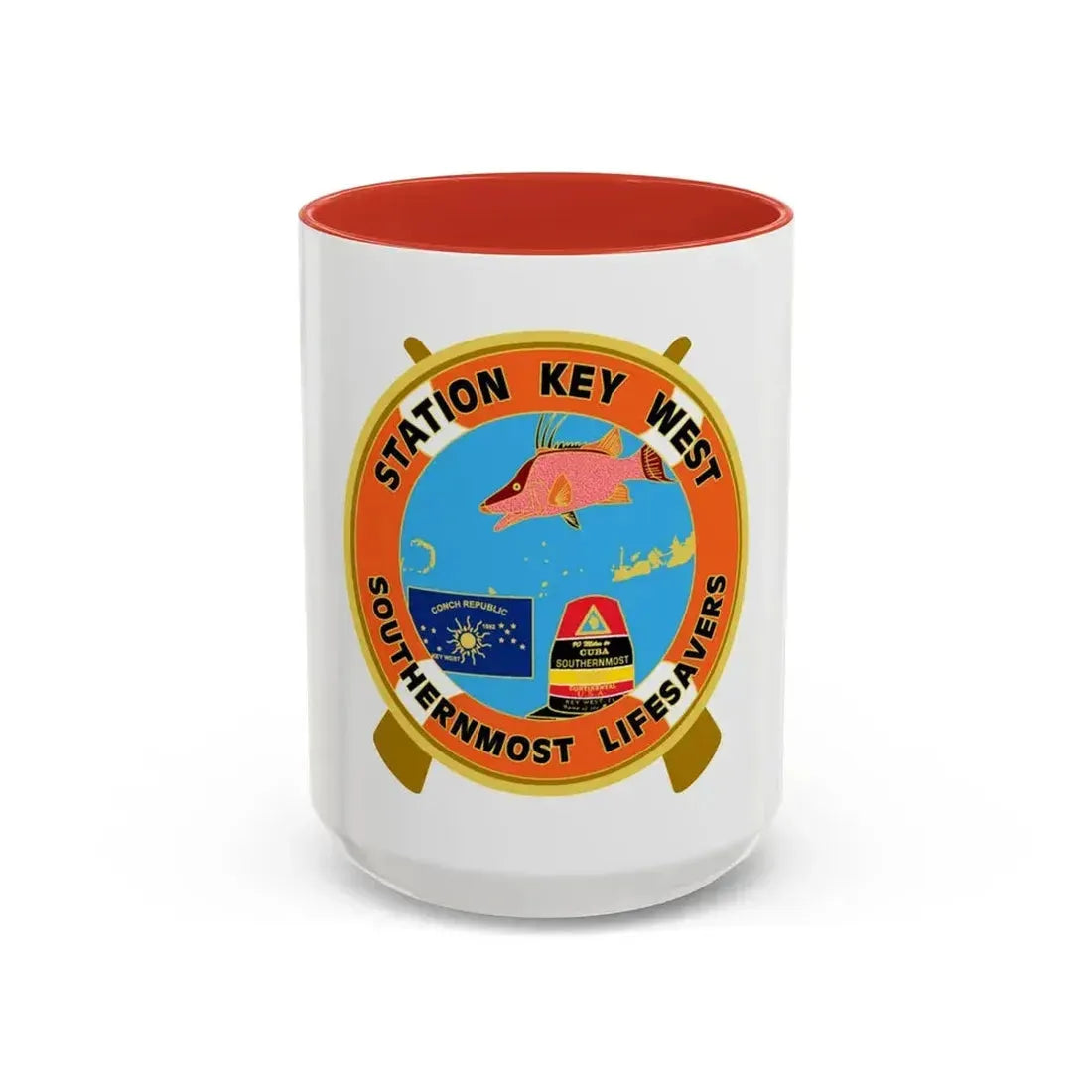 CG Station Key West (U.S. Coast Guard) Accent Coffee Mug 15oz Red - Go Mug Yourself