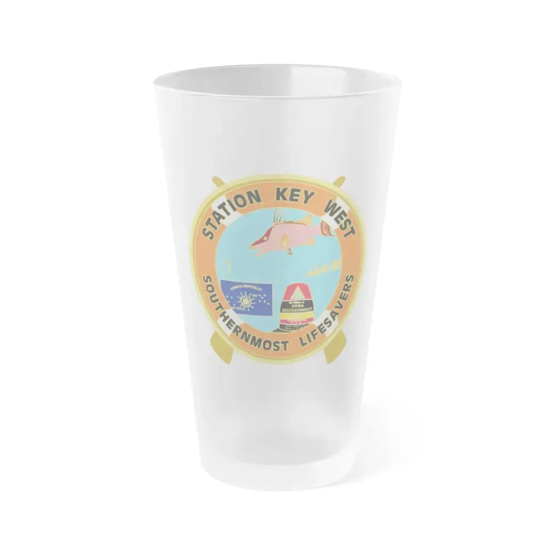 CG Station Key West (U.S. Coast Guard) Frosted Pint Glass 16oz Default Title - Go Mug Yourself