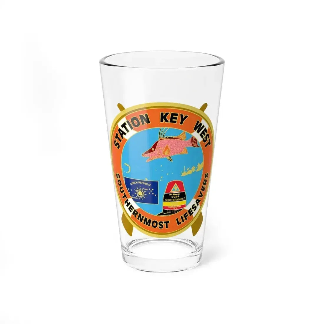 CG Station Key West (U.S. Coast Guard) Pint Glass 16oz 16oz - Go Mug Yourself