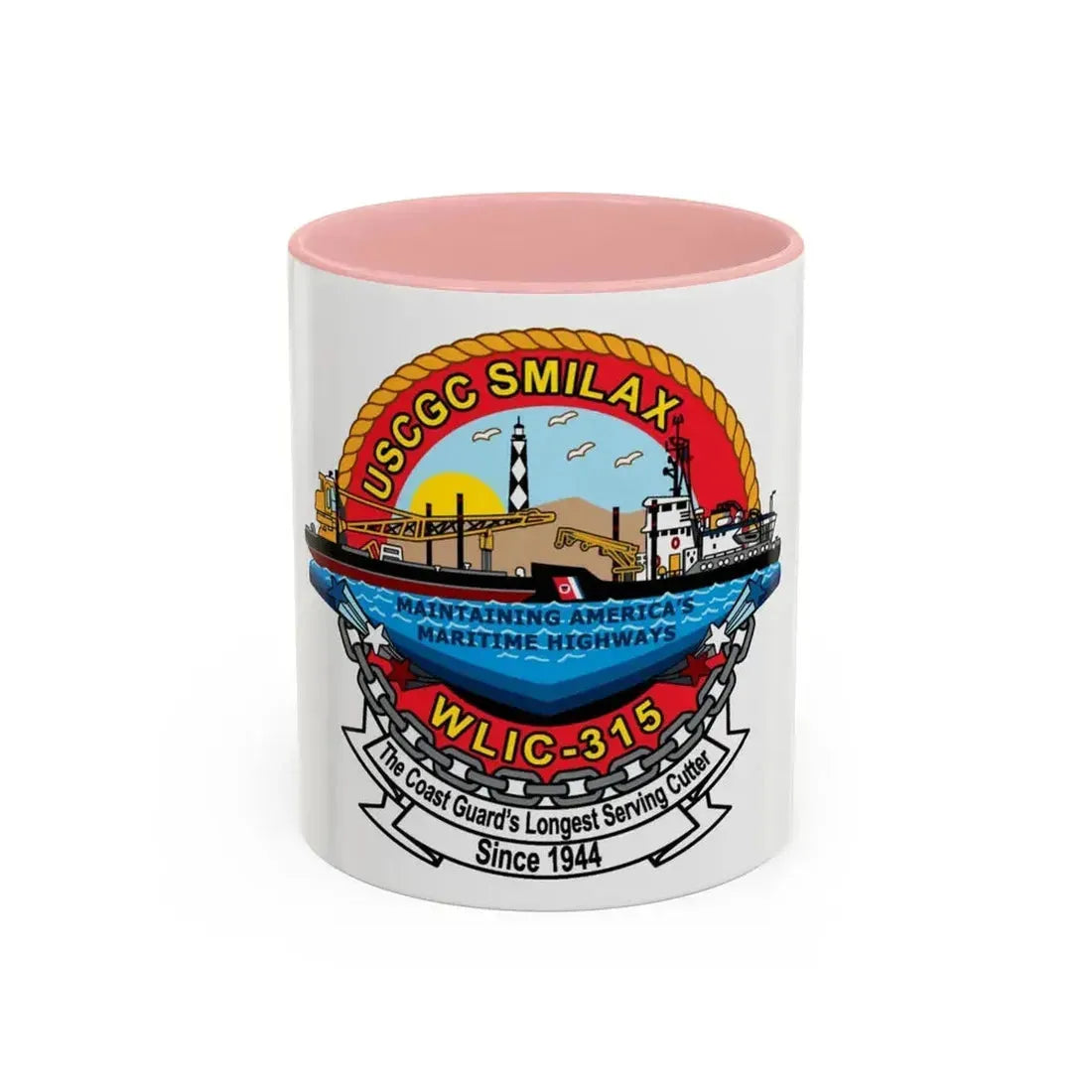 CGC Smilax WLIC   315 (U.S. Coast Guard) Accent Coffee Mug 11oz Pink - Go Mug Yourself