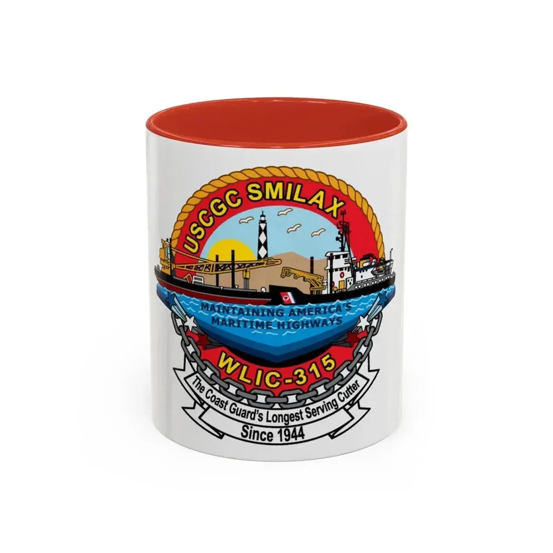 CGC Smilax WLIC   315 (U.S. Coast Guard) Accent Coffee Mug 11oz Red - Go Mug Yourself