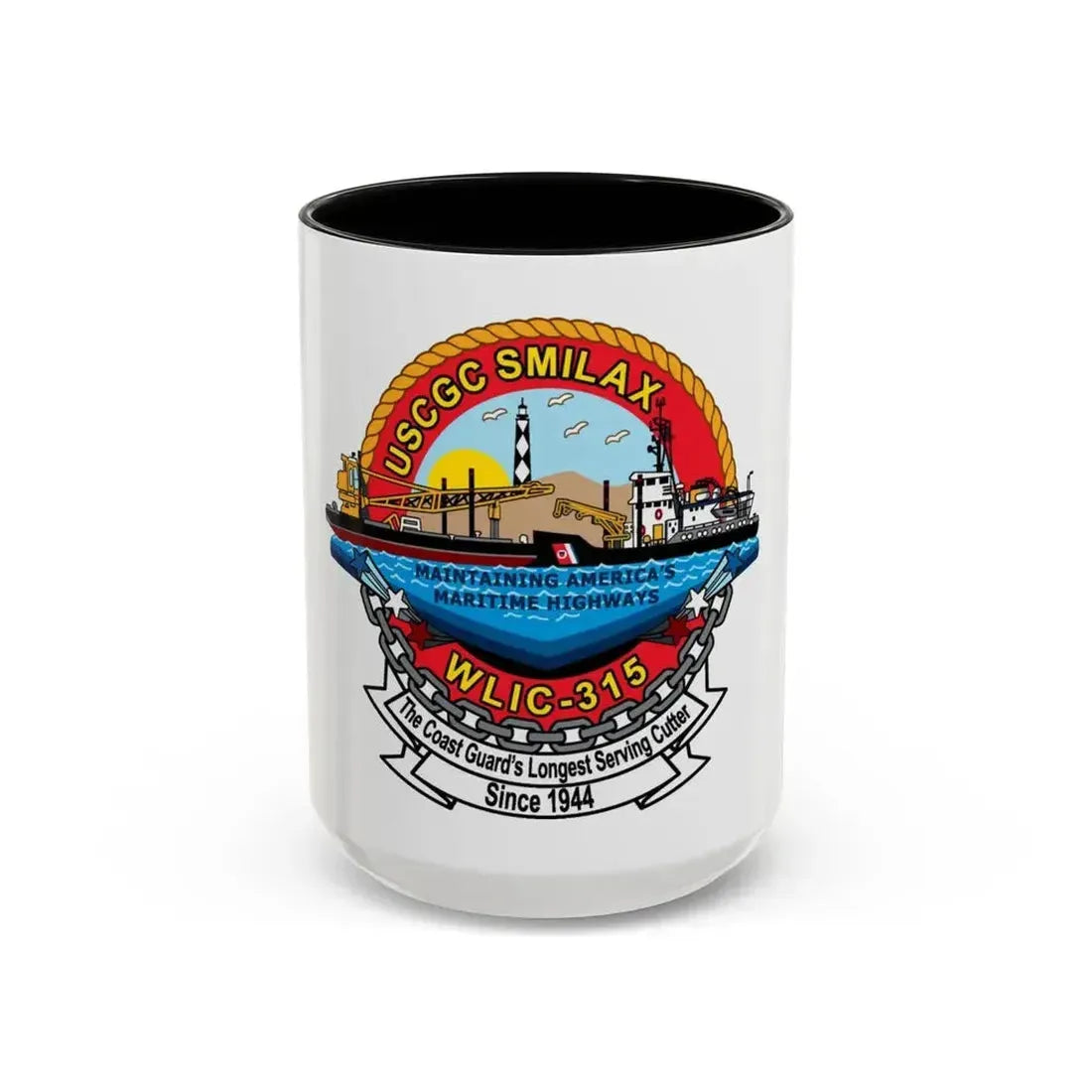 CGC Smilax WLIC   315 (U.S. Coast Guard) Accent Coffee Mug 15oz Black - Go Mug Yourself