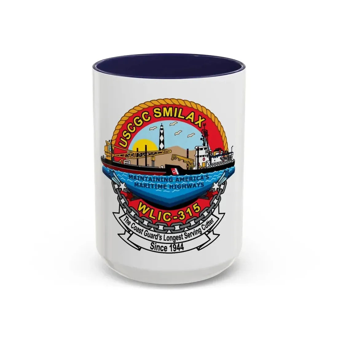 CGC Smilax WLIC   315 (U.S. Coast Guard) Accent Coffee Mug 15oz Navy - Go Mug Yourself