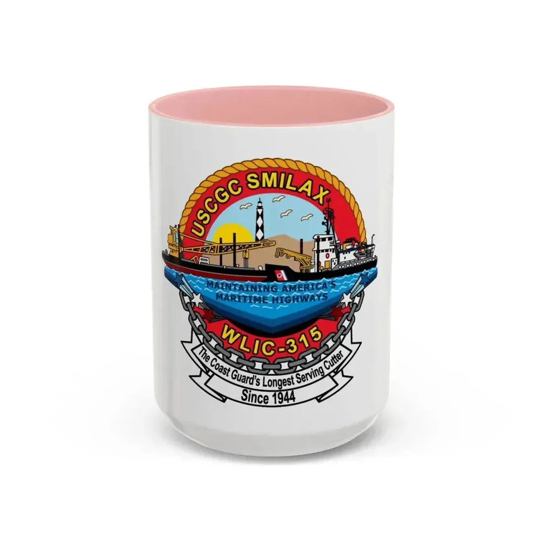 CGC Smilax WLIC   315 (U.S. Coast Guard) Accent Coffee Mug 15oz Pink - Go Mug Yourself