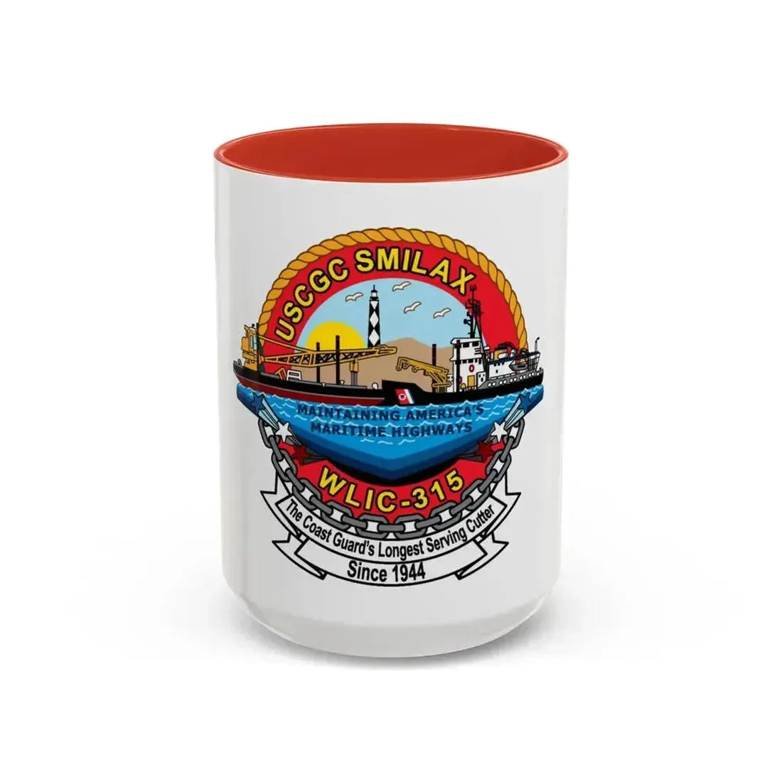 CGC Smilax WLIC   315 (U.S. Coast Guard) Accent Coffee Mug 15oz Red - Go Mug Yourself