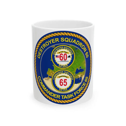 CGLO DESRON 60 CTF 65 Destroyer Squadron 60 and Command Task Force 65 Rota Spain (U.S. Navy) White Coffee Mug-11oz-Go Mug Yourself