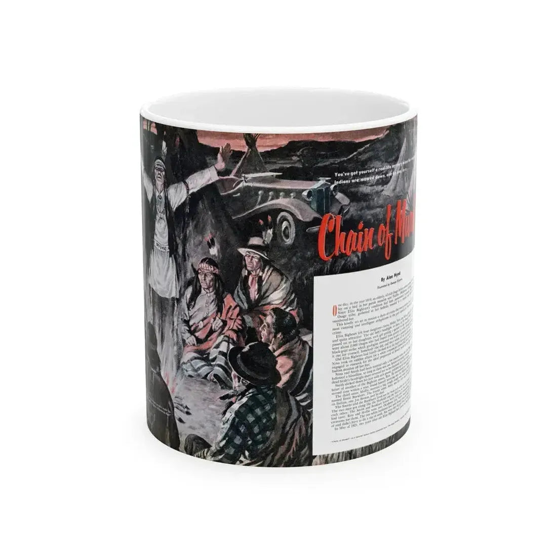 Chain of Murder, Cavalier, May 1953 - White Coffee Mug 11oz - Go Mug Yourself