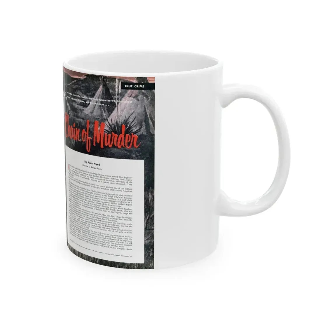 Chain of Murder, Cavalier, May 1953 - White Coffee Mug - Go Mug Yourself