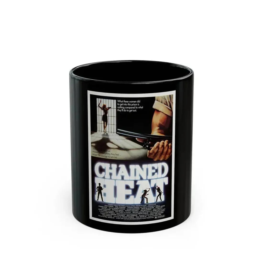 CHAINED HEAT 1983 Movie Poster - Black Coffee Mug 11oz - Go Mug Yourself