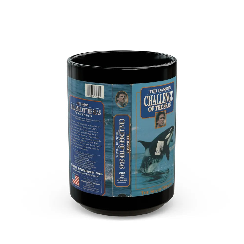 CHALLENGE OF THE SEAS TED DANSON (VHS COVER) - Black Coffee Mug-15oz-Go Mug Yourself