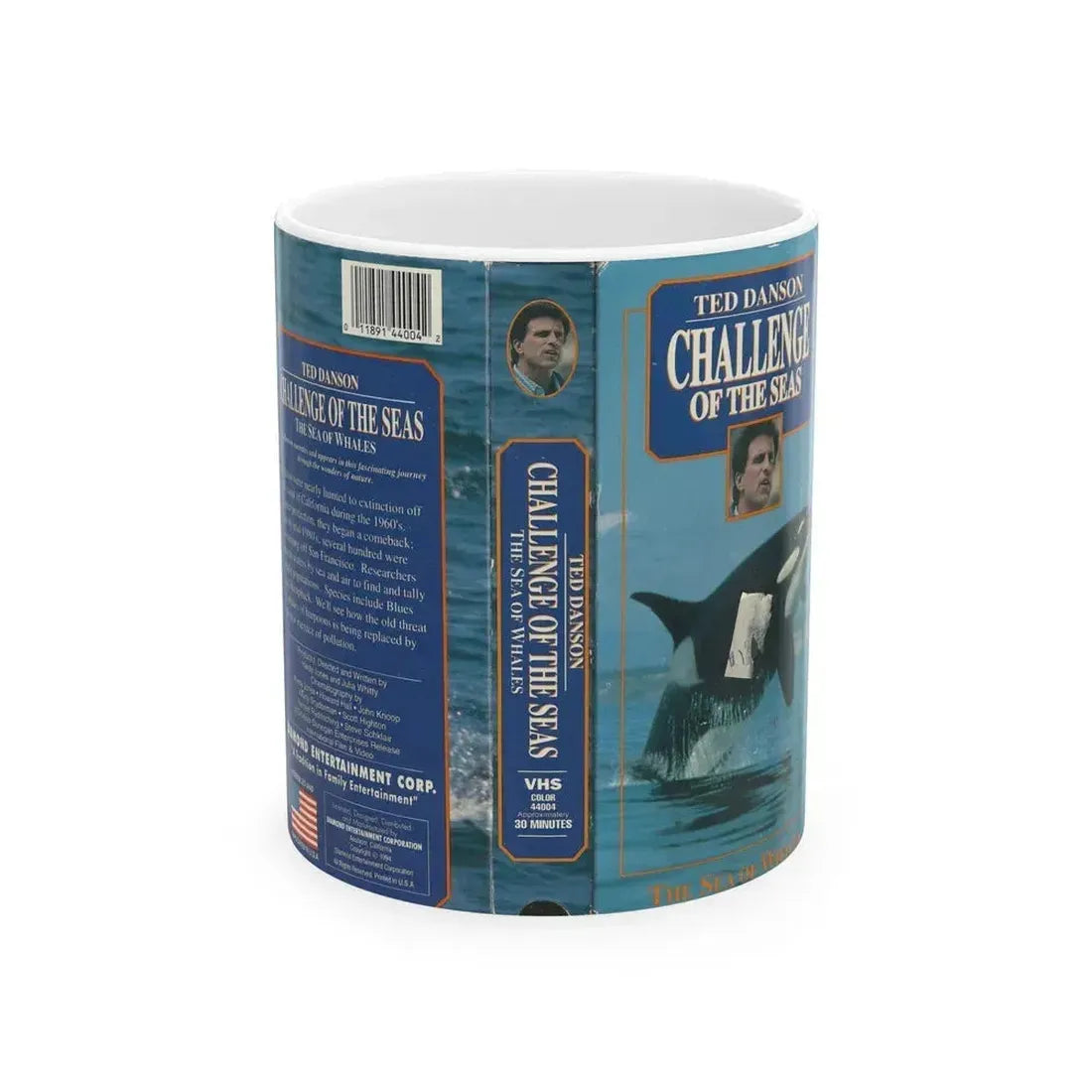 CHALLENGE OF THE SEAS TED DANSON (VHS COVER) - White Coffee Mug 11oz - Go Mug Yourself