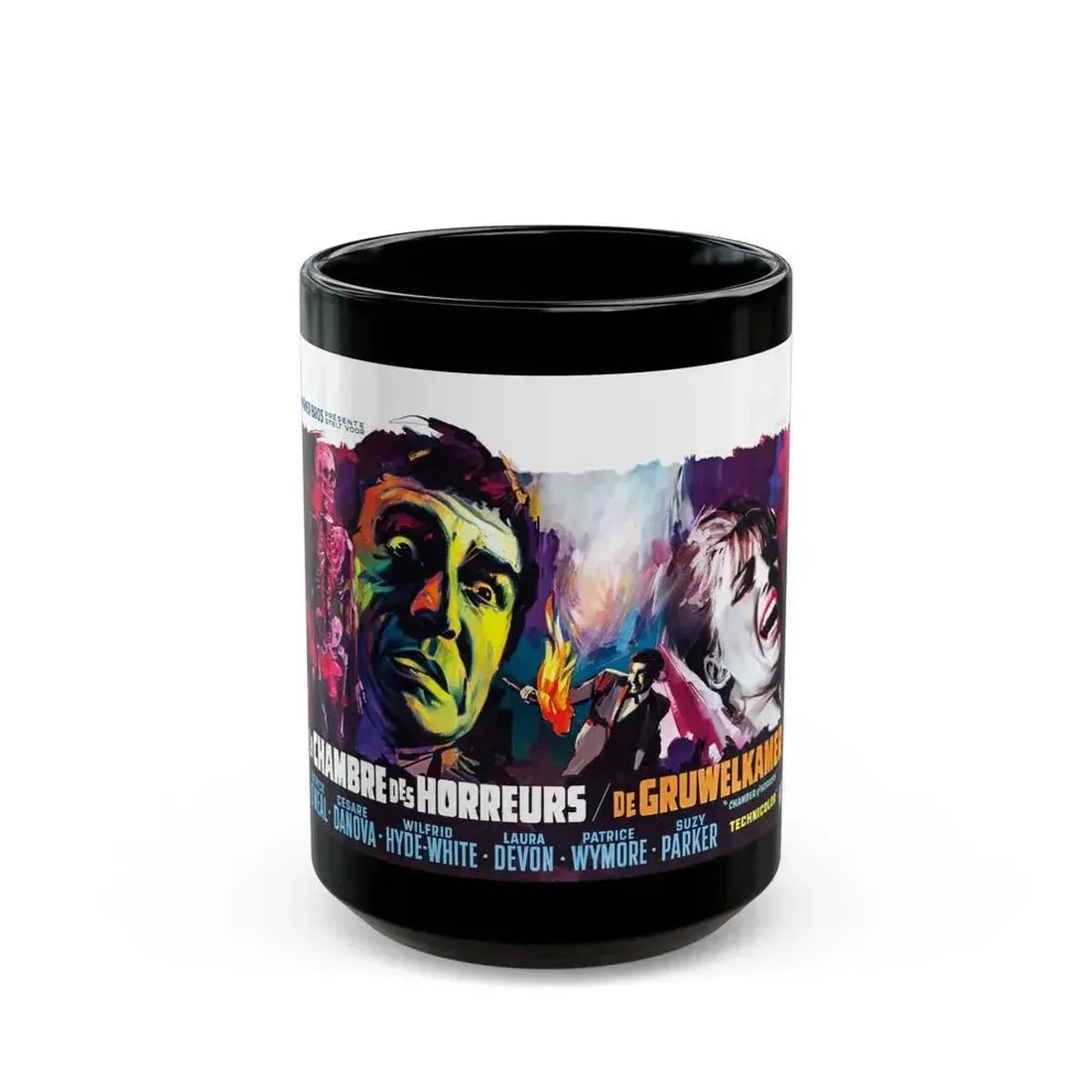 CHAMBER OF HORRORS (BELGIAN) 1966 Movie Poster - Black Coffee Mug 15oz - Go Mug Yourself