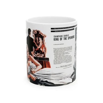 Champagne Charlie - King of the Spenders, Male magazine, September 1956 - White Coffee Mug 11oz - Go Mug Yourself