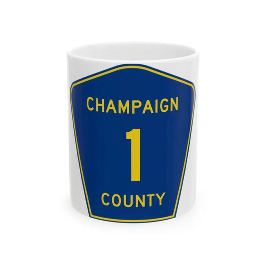 Champaign County 1 (Illinois) (Road Sign) White Coffee Mug 11oz - Go Mug Yourself