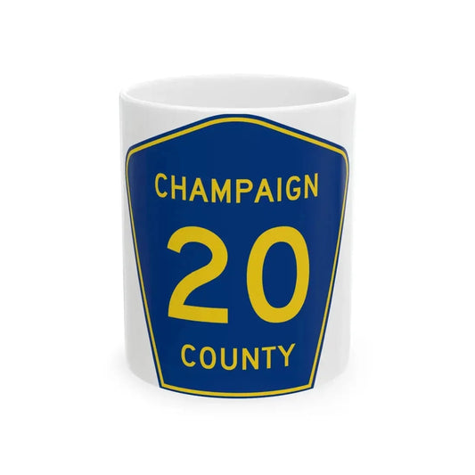Champaign County 20 (Illinois) (Road Sign) White Coffee Mug 11oz - Go Mug Yourself