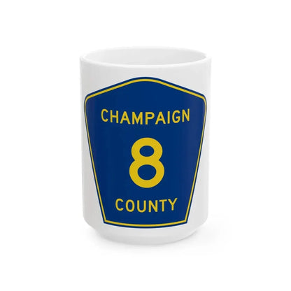Champaign County 8 (Illinois) (Road Sign) White Coffee Mug 15oz - Go Mug Yourself