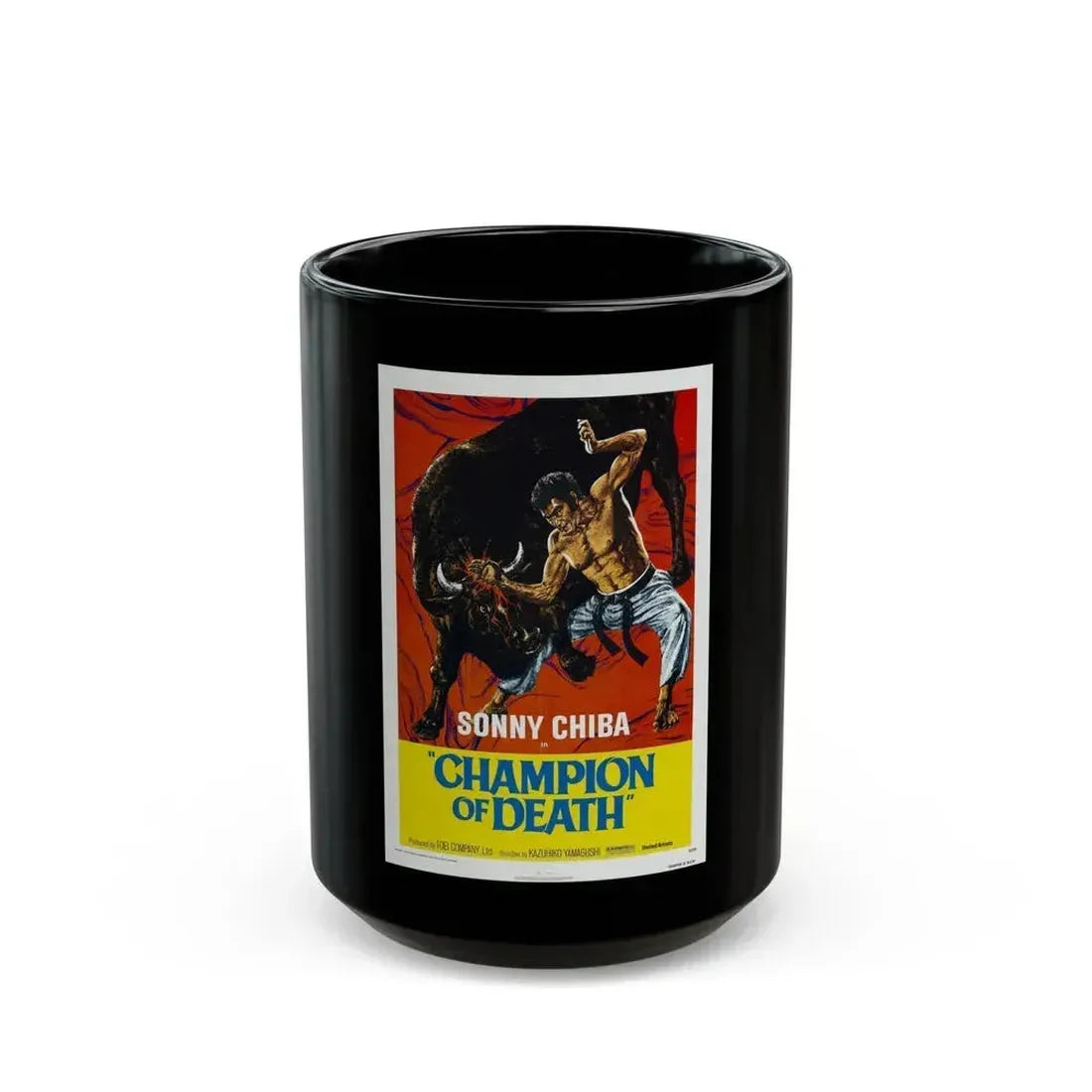CHAMPION OF DEATH 1975 Movie Poster - Black Coffee Mug 15oz - Go Mug Yourself