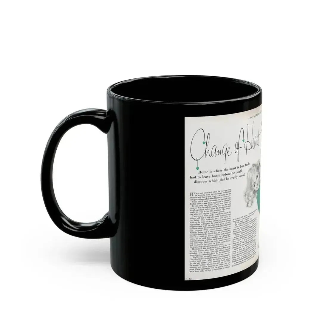 Change of Heart, Woman's Day, April 1959 - Black Coffee Mug - Go Mug Yourself