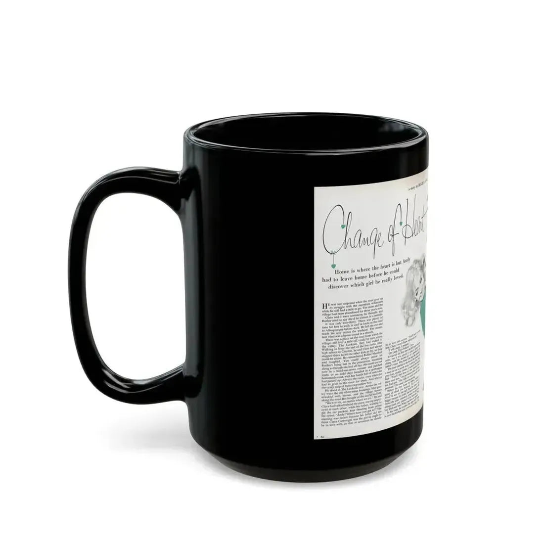 Change of Heart, Woman's Day, April 1959 - Black Coffee Mug - Go Mug Yourself