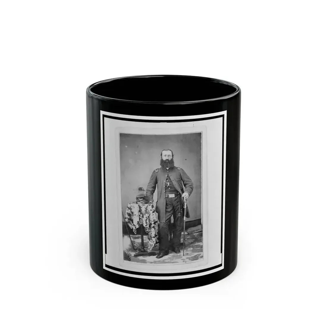 Chaplain Charles A. Fischer Of The 32nd Indiana Regiment, Full-Length Portrait, Standing, Facing Front (U.S. Civil War) Black Coffee Mug 11oz - Go Mug Yourself