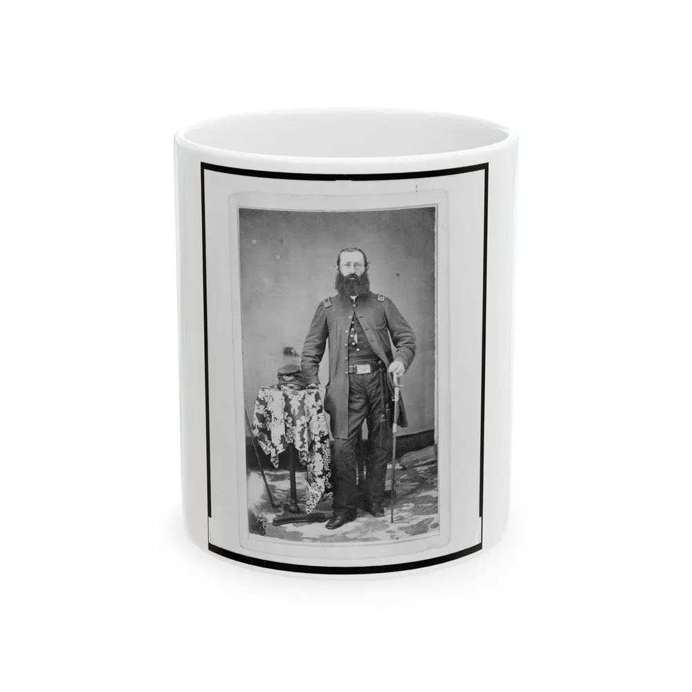 Chaplain Charles A. Fischer Of The 32nd Indiana Regiment, Full-Length Portrait, Standing, Facing Front (U.S. Civil War) White Coffee Mug-11oz-Go Mug Yourself