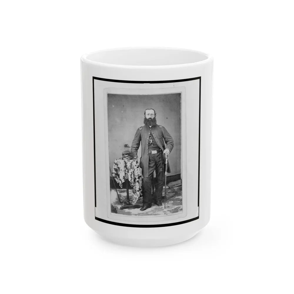 Chaplain Charles A. Fischer Of The 32nd Indiana Regiment, Full-Length Portrait, Standing, Facing Front (U.S. Civil War) White Coffee Mug-15oz-Go Mug Yourself