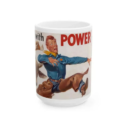 Charged with Power, Atlas Battery advertisement - White Coffee Mug 15oz - Go Mug Yourself