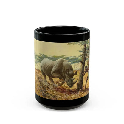 Charging Rhinoceros - Black Coffee Mug 15oz - Go Mug Yourself