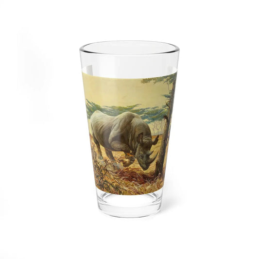 Charging Rhinoceros (Magazine Illustration) Pint Glass 16oz-16oz-Go Mug Yourself