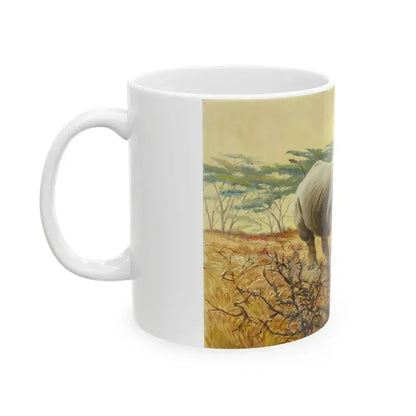 Charging Rhinoceros - White Coffee Mug - Go Mug Yourself