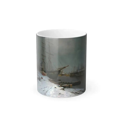 Charles Brooke Branwhite (1851-1929) London Harbor in the Snow - Oil on Canvas - Color Changing Mug 11oz Default Title 11oz - Go Mug Yourself