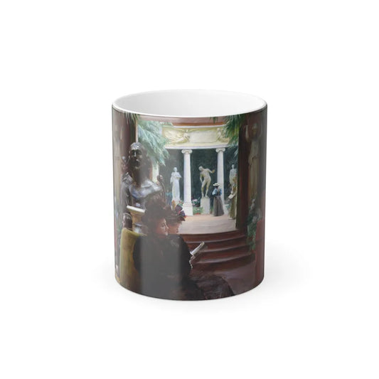 Charles Courtney Curran (1861-1942) At the Sculpture Exhibition - Oil on canvas 1895 - Color Changing Mug 11oz-11oz-Go Mug Yourself