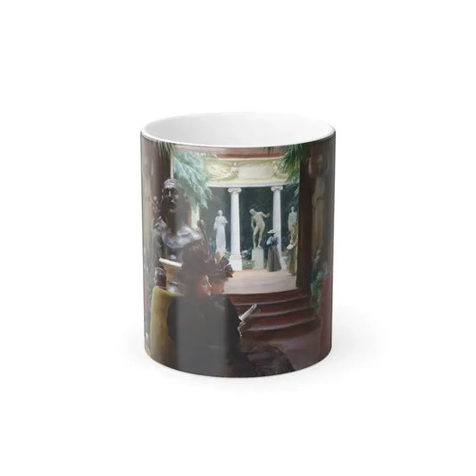 Charles Courtney Curran (1861-1942) At the Sculpture Exhibition - Oil on canvas 1895 - Color Changing Mug 11oz Default Title 11oz - Go Mug Yourself
