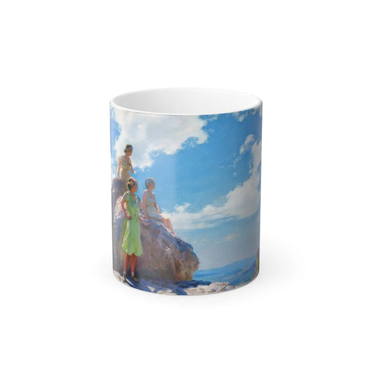 Charles Courtney Curran (1861-1942) Bear Cliff Rocks - Oil on canvas 1930 - Color Changing Mug 11oz-11oz-Go Mug Yourself