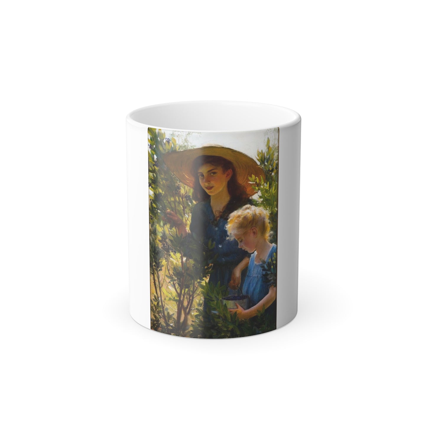 Charles Courtney Curran (1861-1942) Picking Blueberries - Oil on Canvas 1909 - Color Changing Mug 11oz-11oz-Go Mug Yourself