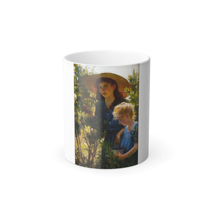 Charles Courtney Curran (1861-1942) Picking Blueberries - Oil on Canvas 1909 - Color Changing Mug 11oz-11oz-Go Mug Yourself