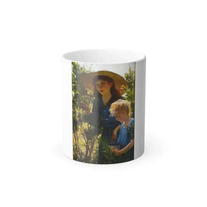 Charles Courtney Curran (1861-1942) Picking Blueberries - Oil on Canvas 1909 - Color Changing Mug 11oz 11oz - Go Mug Yourself