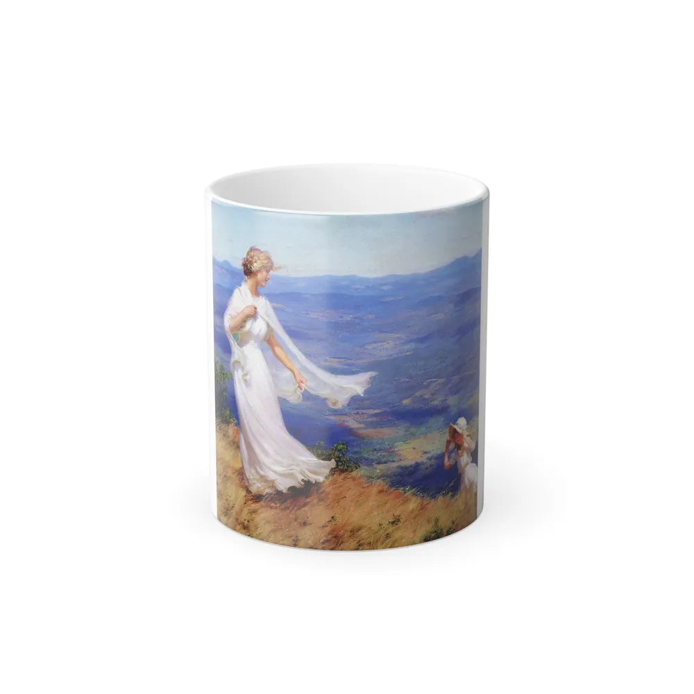 Charles Courtney Curran (1861-1942) The West Wind - Oil on masonite 1918 - Color Changing Mug 11oz-11oz-Go Mug Yourself