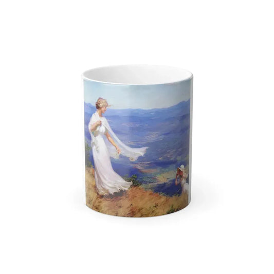 Charles Courtney Curran (1861-1942) The West Wind -  Oil on masonite 1918 - Color Changing Mug 11oz Default Title 11oz - Go Mug Yourself