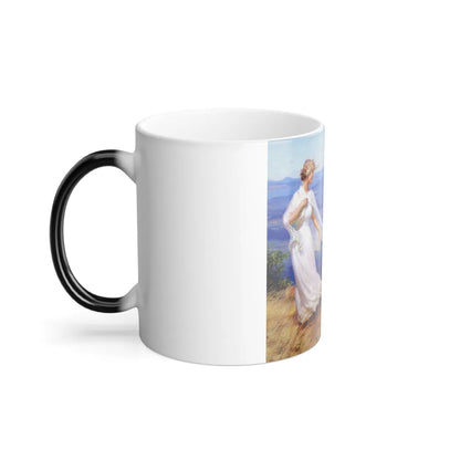 Charles Courtney Curran (1861-1942) The West Wind - Oil on masonite 1918 - Color Changing Mug 11oz-Go Mug Yourself