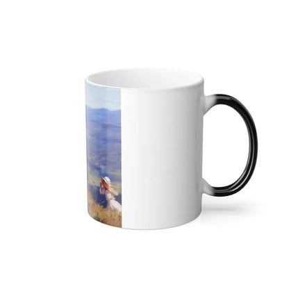 Charles Courtney Curran (1861-1942) The West Wind - Oil on masonite 1918 - Color Changing Mug 11oz-Go Mug Yourself